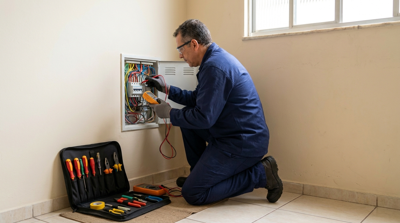 Eletricista atendendo em residência em Barueri‑SP