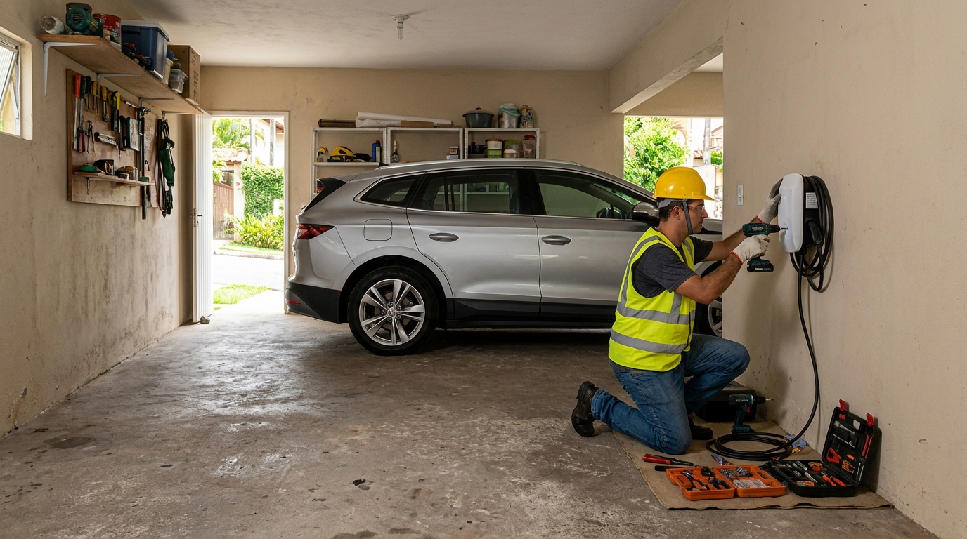 Instalacao de carregador de carro eletrico residencial em Barueri‑SP