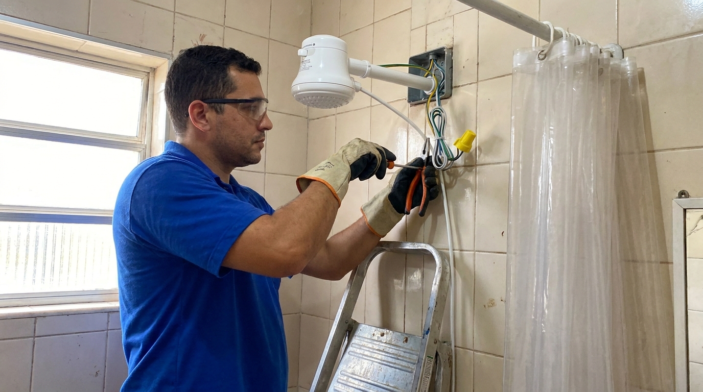 Instalacao de chuveiro eletrico residencial em Barueri‑SP