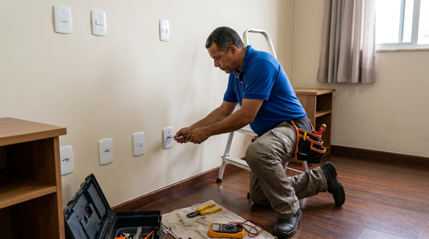 Instalacao de tomada e interruptor residencial em Barueri‑SP