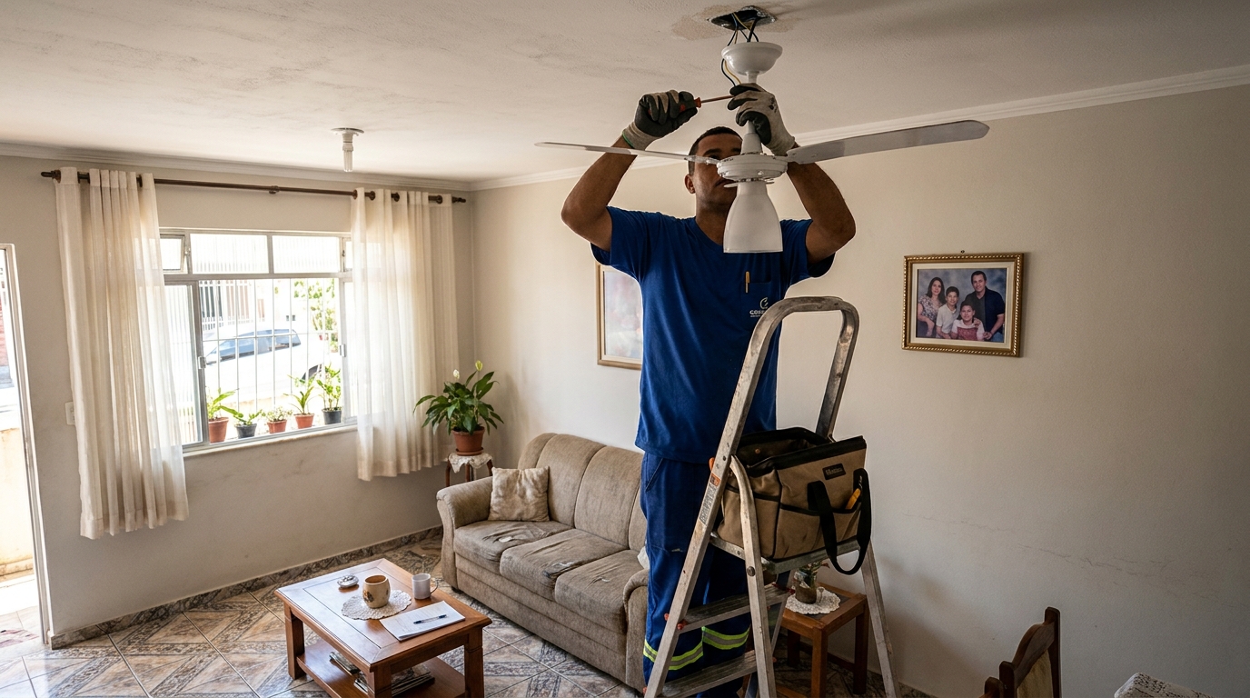 Instalacao de ventilador de teto residencial em Barueri‑SP