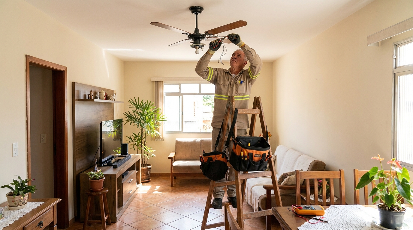 Montagem de ventilador de teto em Barueri‑SP